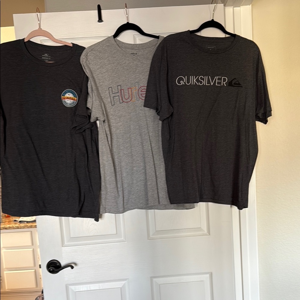 Hurley, O’Niel, And Quiksilver Gray T-Shirts Set of 3